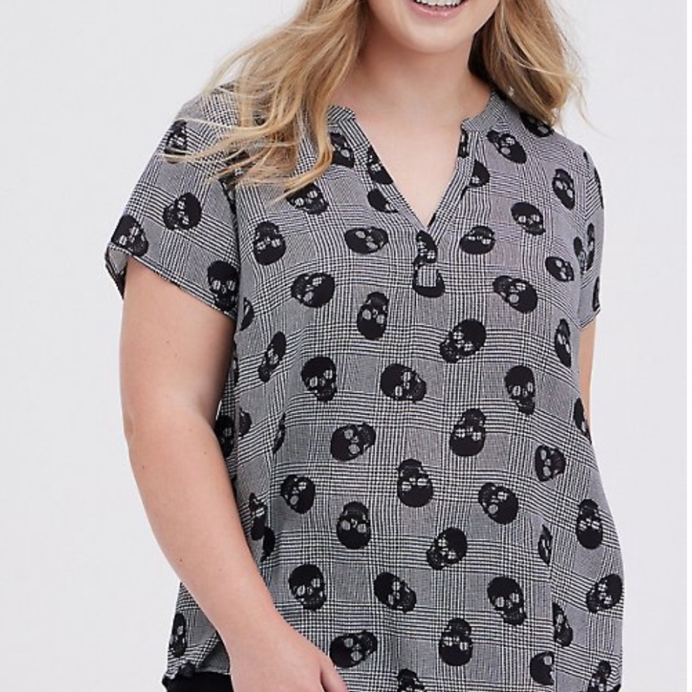 Georgette Skull Plaid Blouse